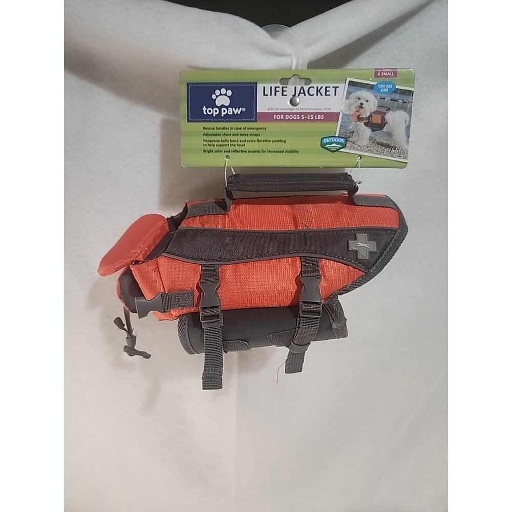 NWT Top Paw Dog Life Jacket, Reflective Adjustable Flotation Device Extra Small